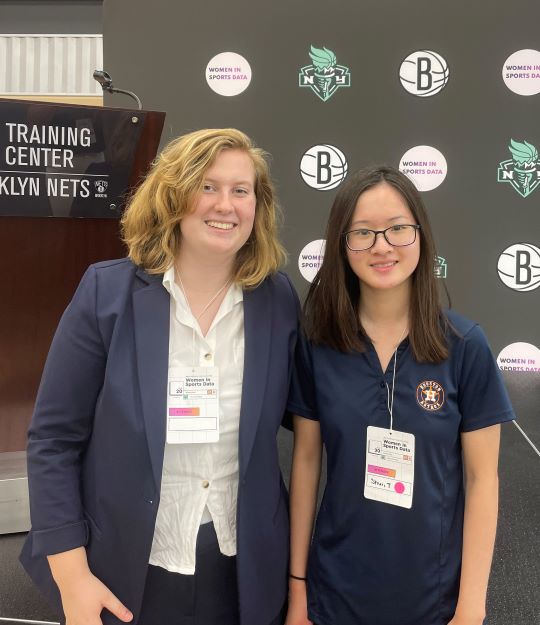 Taylor Shui ‘24 and Mary Liebig ‘22 at the Women in Sports Data conference