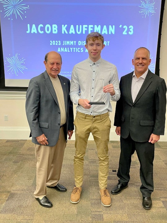 Jacob Kauffman '23 with Dr. Disch and Dr. Haptonstall