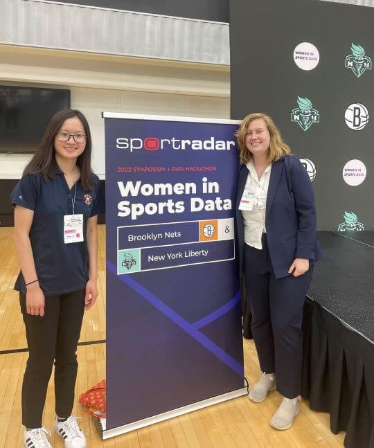 Taylor Shui ‘24 and Mary Liebig ‘22 at the Women in Sports Data conference