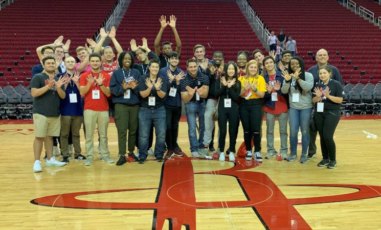 Rice Sport Management Students receive a behind-the-scenes look during a Houston Rockets Game