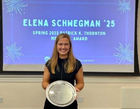 Elena Schwegman '25 Spring Law Award co-recipient